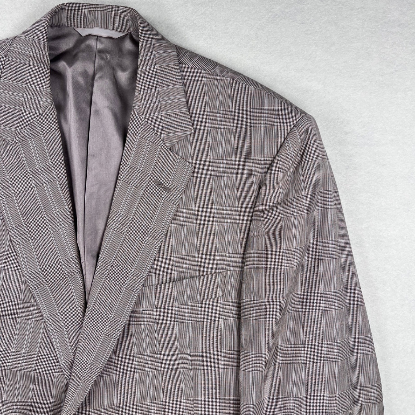 Loro Piana Super 110s Wool Glen Plaid Sport Coat Blazer Grey Brown Mens 42r